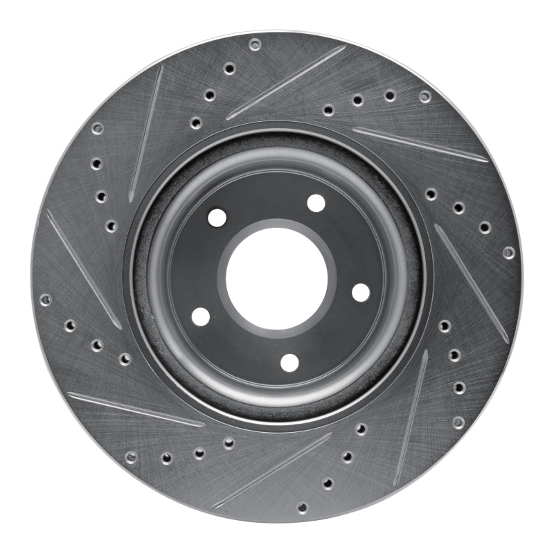 Pontiac GTO Brake Rotor (1) - Front Right - R1 Concepts - Drilled & Slotted - Silver - `05-`06